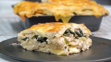 Creamy CHICKEN or TURKEY  spinach and mushrooms  lasagna