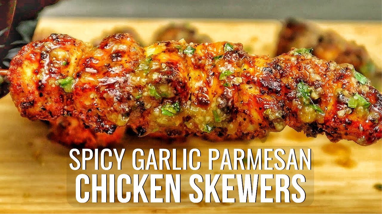 Level up your Cooking with Spicy Parmesan Chicken Skewers @ChiliPepperCooks