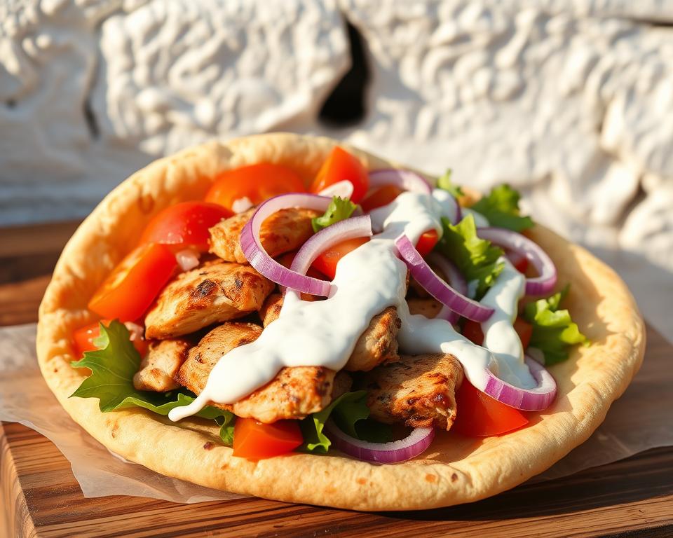 GREEK CHICKEN Gyros with Homemade Tzatziki Sauce & Flatbread