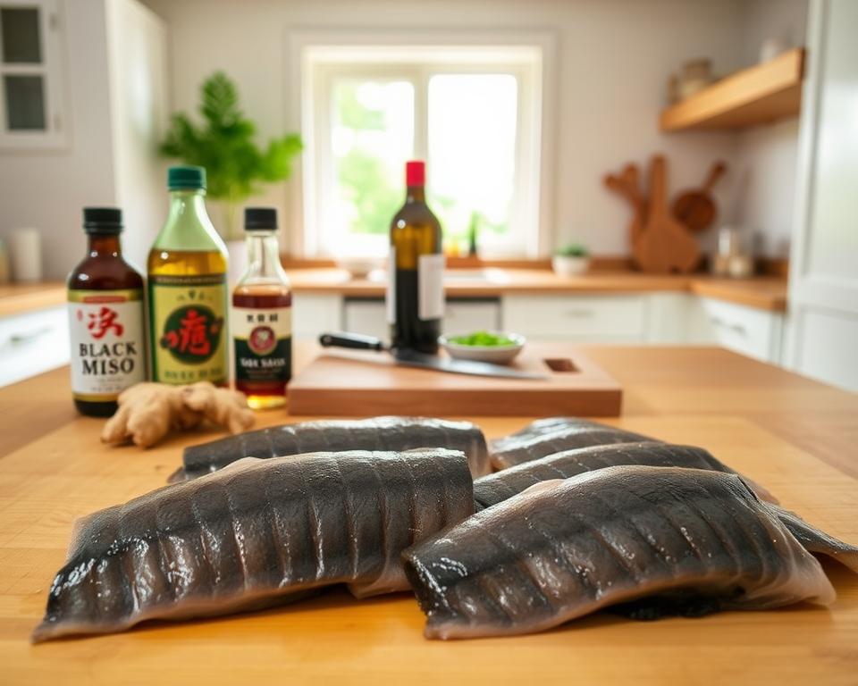 selecting ingredients for black cod recipe