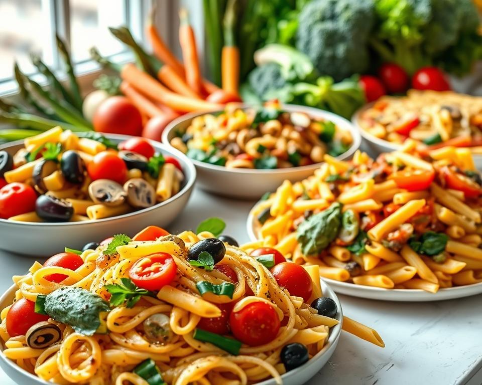 vibrant vegetable and pasta dishes