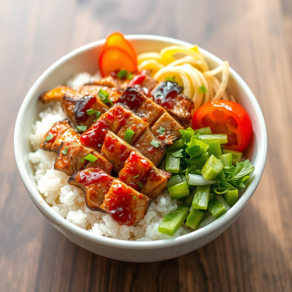 BBQ Korean Chicken Rice Bowl instead of steak BBQ Korean Chicken Rice Bowl instead of steak