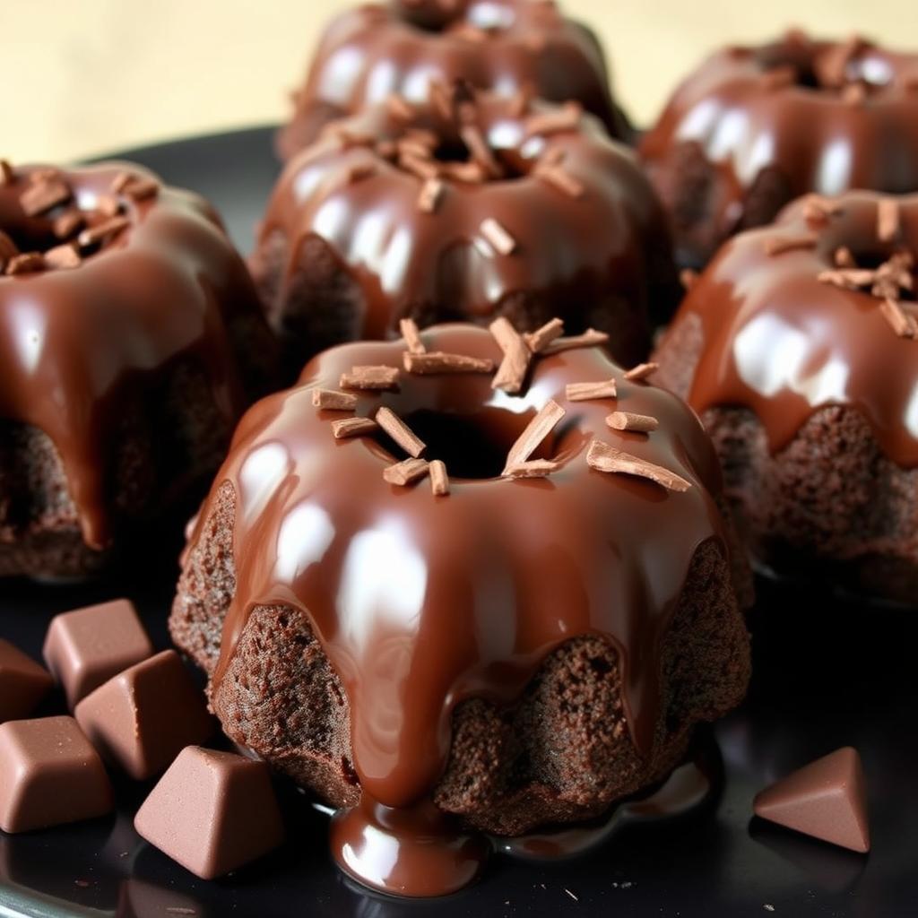Chocolate mini bundt cakes with chocolate ganache Chocolate mini bundt cakes with chocolate ganache