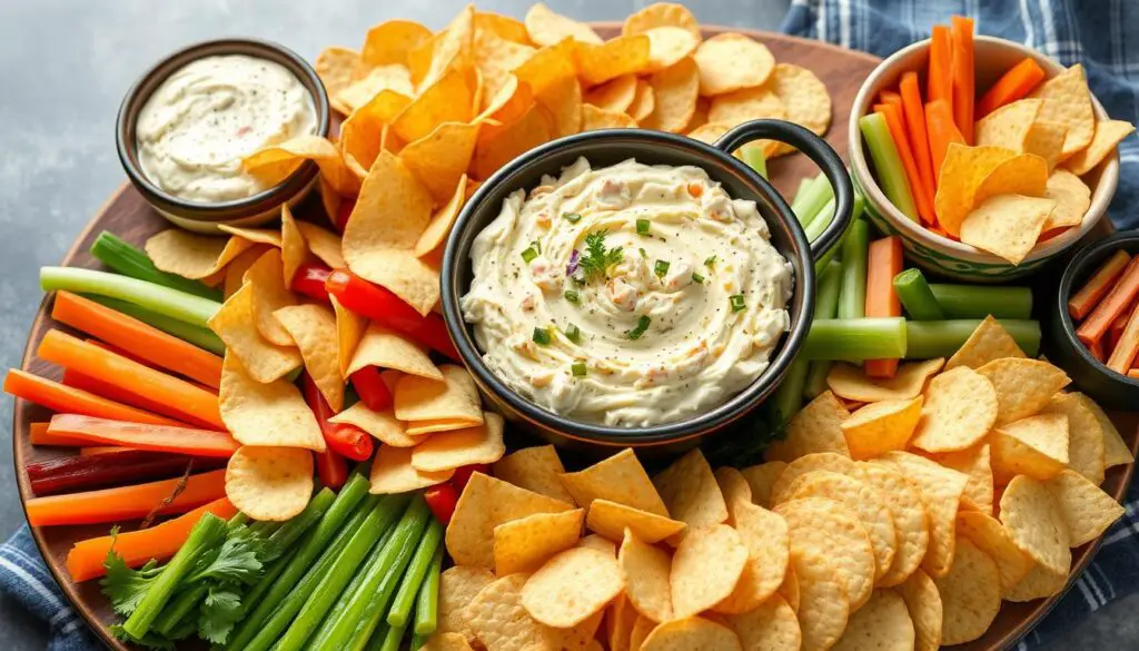 Crab Rangoon Dip served as part of an appetizer spread Crab Rangoon Dip served as part of an appetizer spread