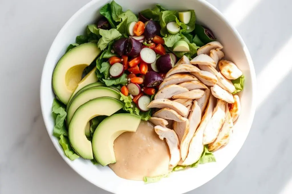 Enhanced Jennifer Aniston salad with avocado and chicken Enhanced Jennifer Aniston salad with avocado and chicken