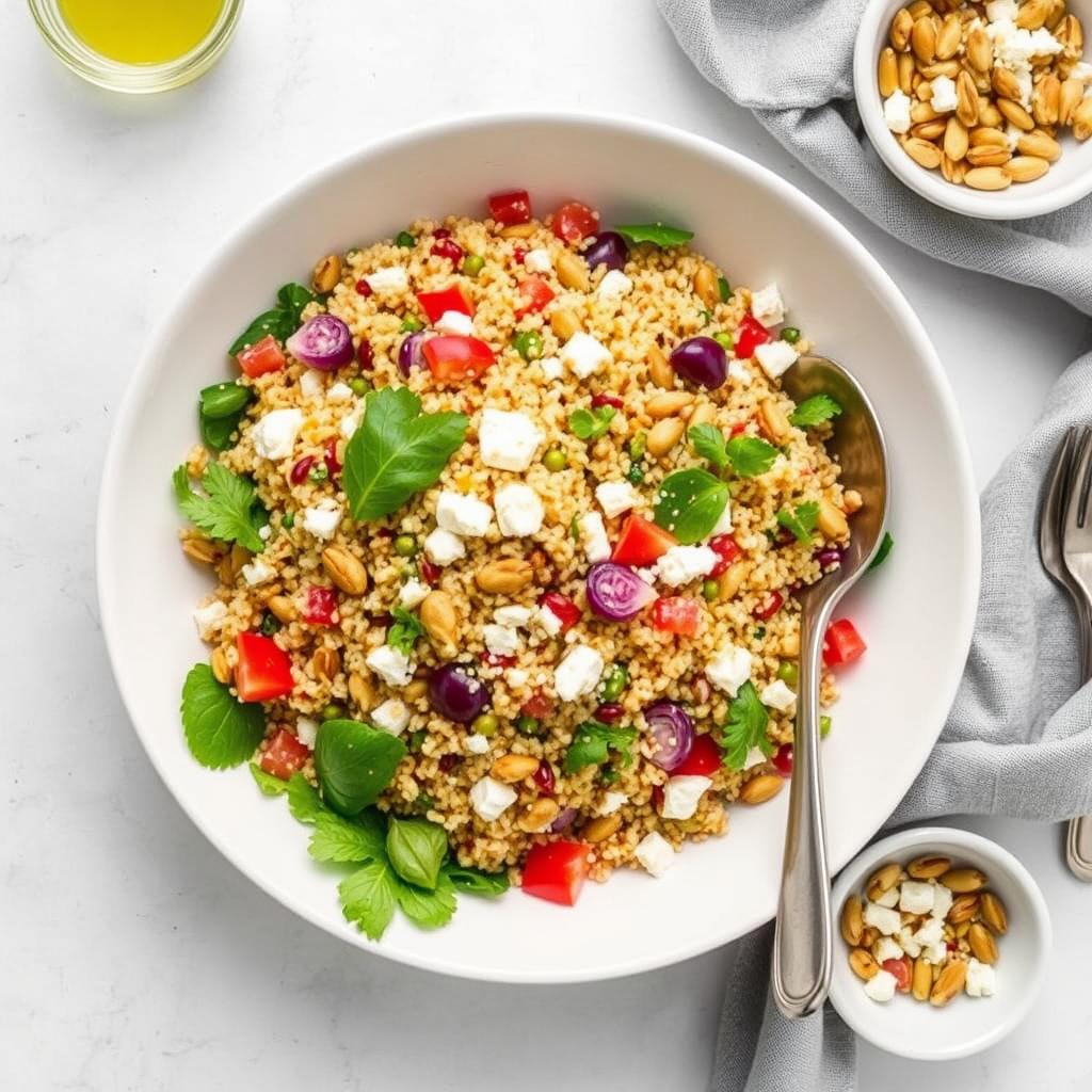 Final Jennifer Aniston salad recipe in a serving bowl Final Jennifer Aniston salad recipe in a serving bowl