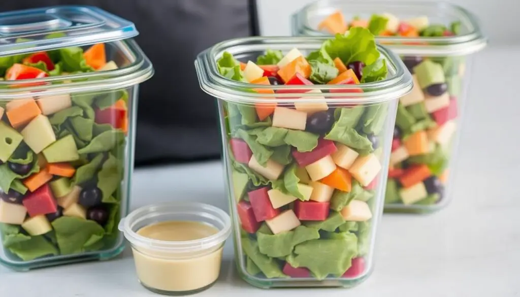 Jennifer Aniston salad recipe in meal prep containers Jennifer Aniston salad recipe in meal prep containers