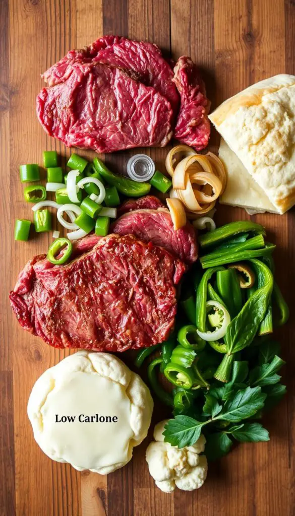 Keto Philly Cheesesteak ingredients