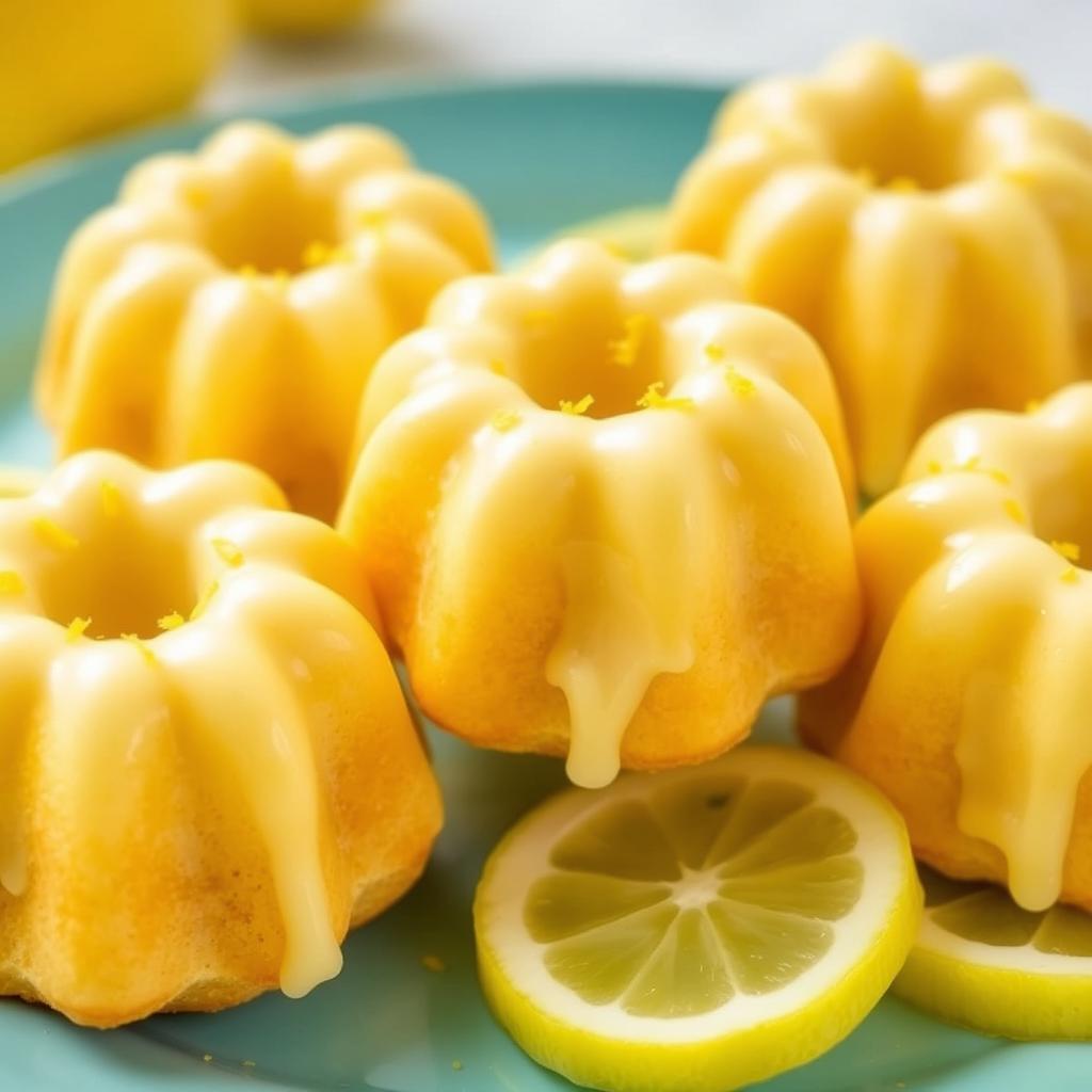 Lemon mini bundt cakes with lemon glaze and zest Lemon mini bundt cakes with lemon glaze and zest