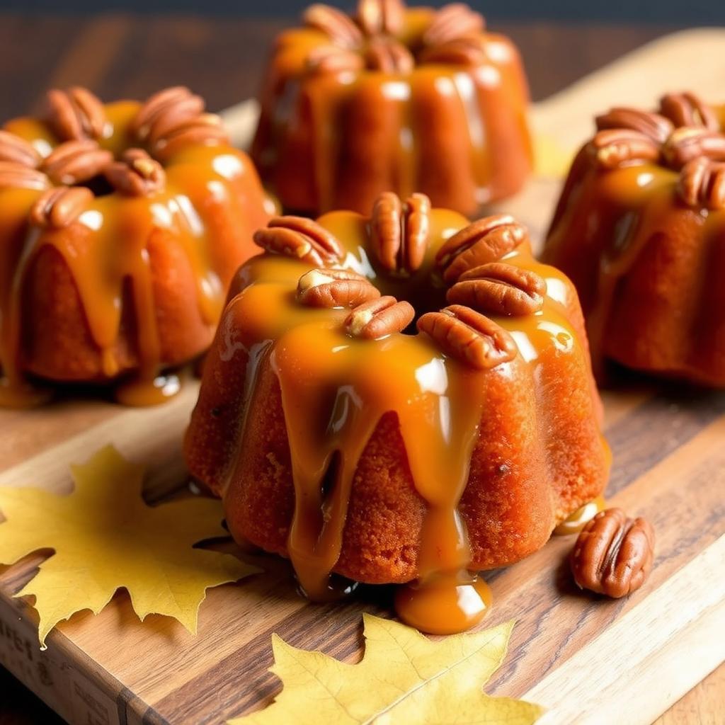 Maple pecan mini bundt cakes with maple glaze and pecans Maple pecan mini bundt cakes with maple glaze and pecans