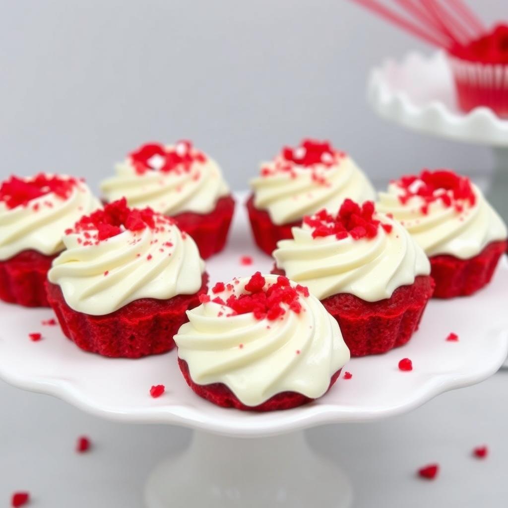 Red velvet mini bundt cakes with cream cheese frosting Red velvet mini bundt cakes with cream cheese frosting