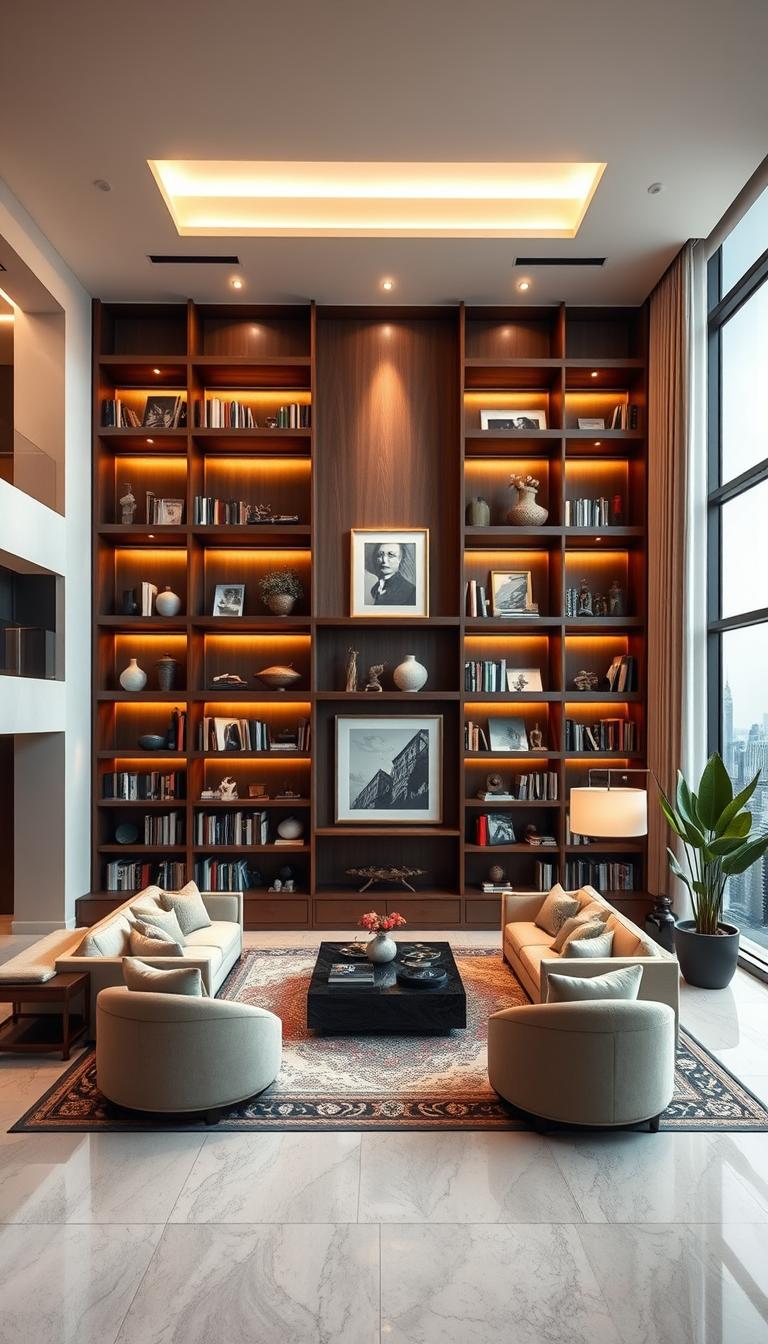Stunning Living Room Bookshelf Wall Ideas