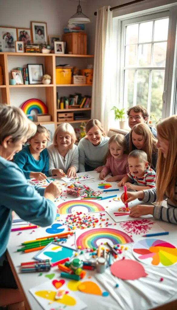 family rainbow crafting activities