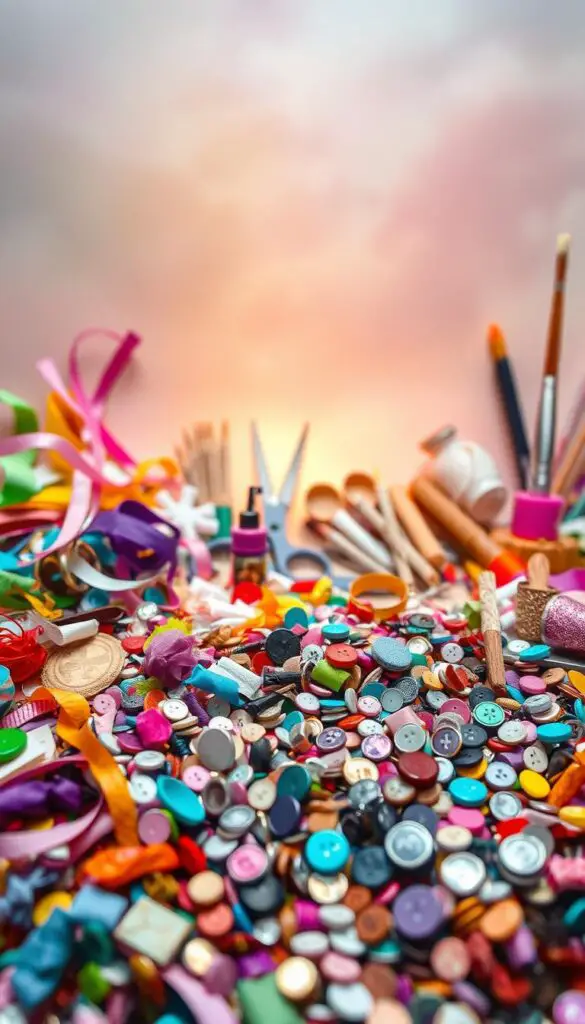 recycled rainbow craft materials