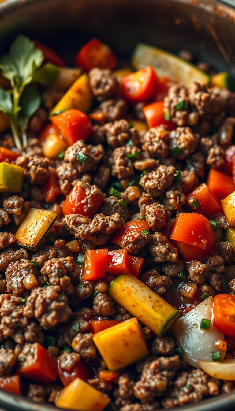 Mediterranean Ground Beef Stir Fry