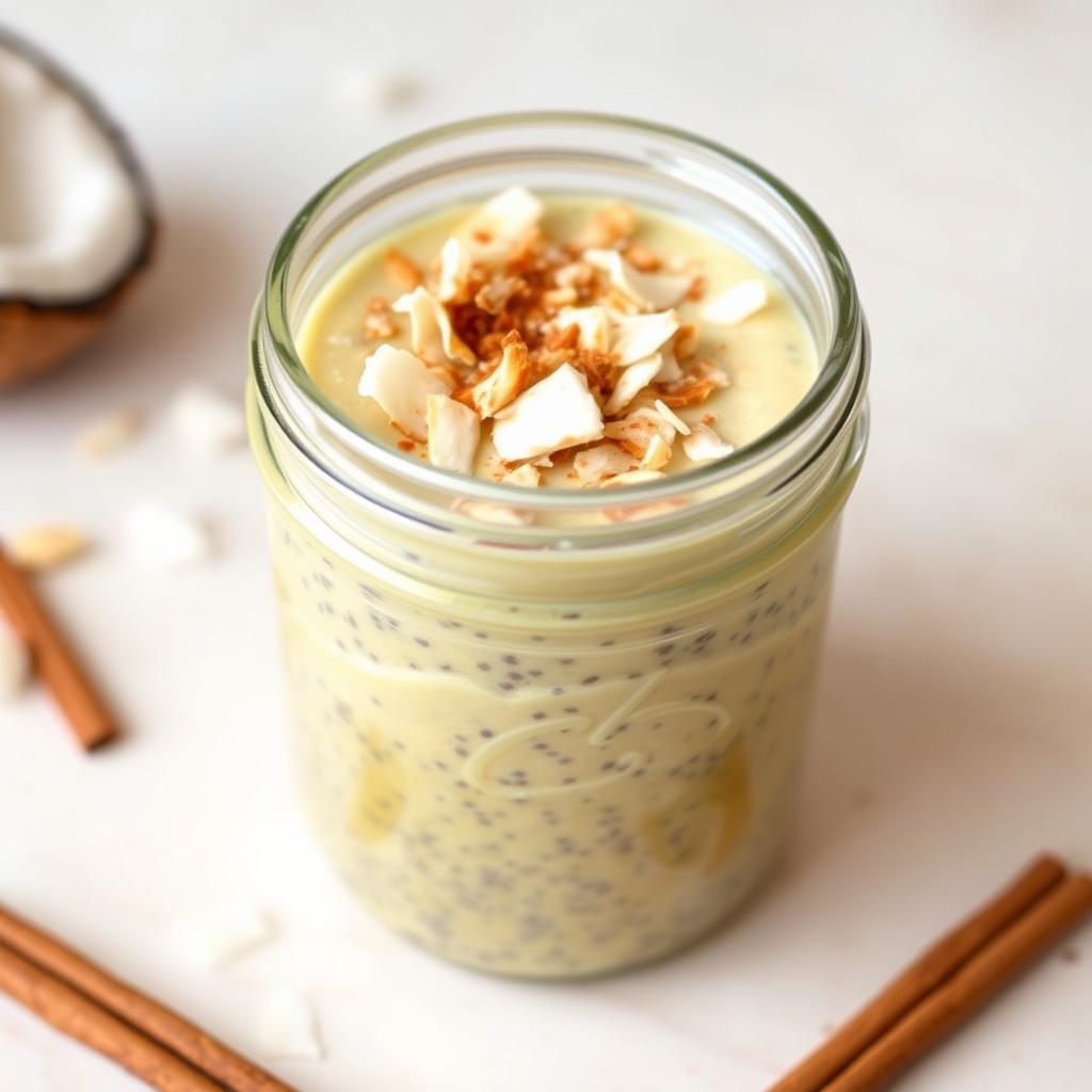 Pumpkin chia pudding made with coconut milk and topped with coconut flakes Pumpkin chia pudding made with coconut milk and topped with coconut flakes