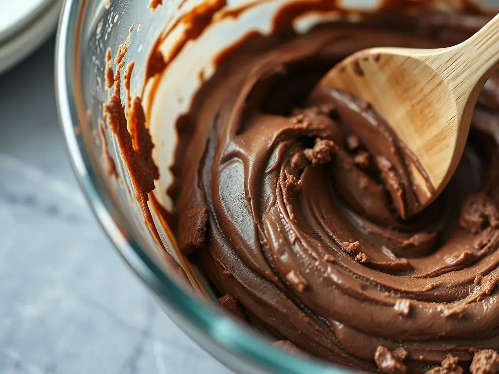 Mixing chocolate breakfast cookie dough in a bowl Mixing chocolate breakfast cookie dough in a bowl
